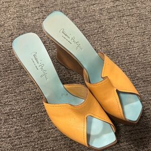 Yellow Open-Toe Mules by